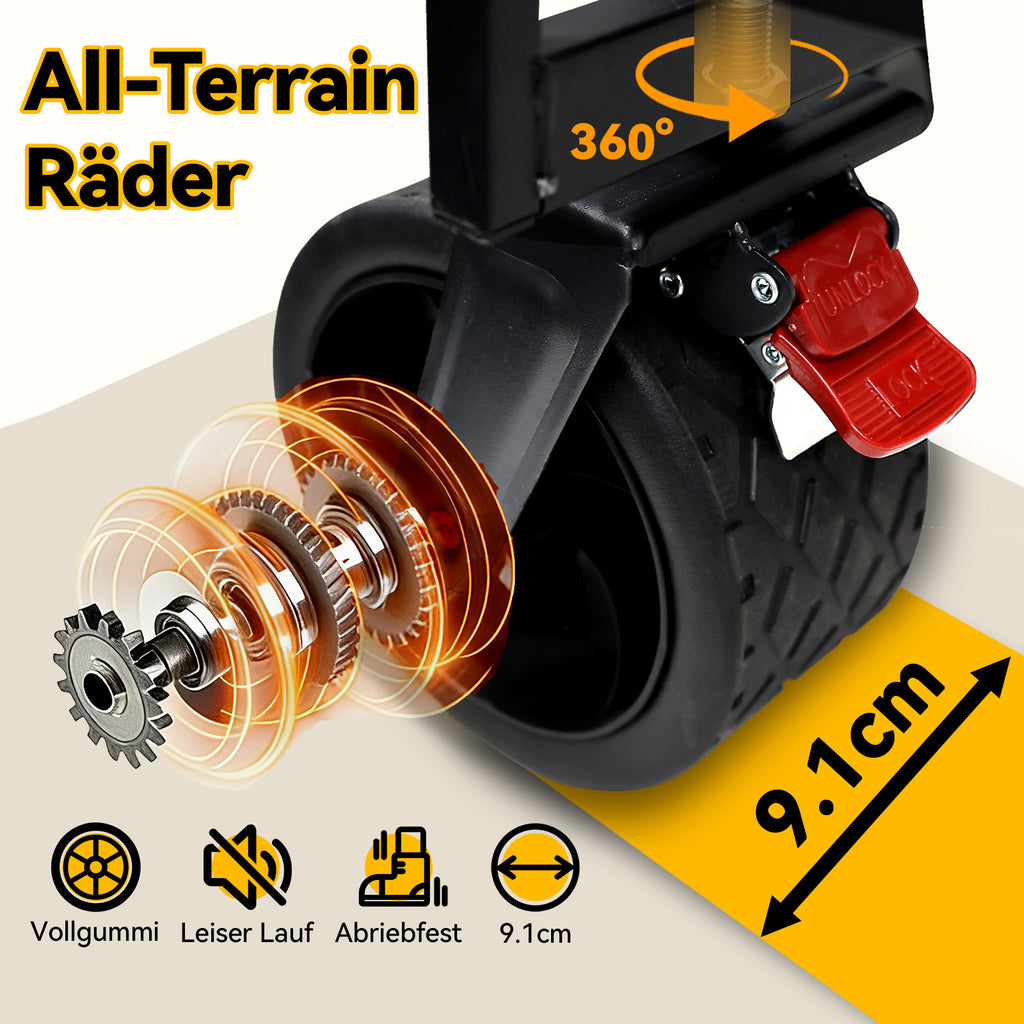 Folding Folding Trolley with Wheels, 200L Capacity, Folding Sports Cart, 440 lbs Load Capacity, Large 3-in-1 Shopping Cart for Sand, Beach, Camping and Fishing