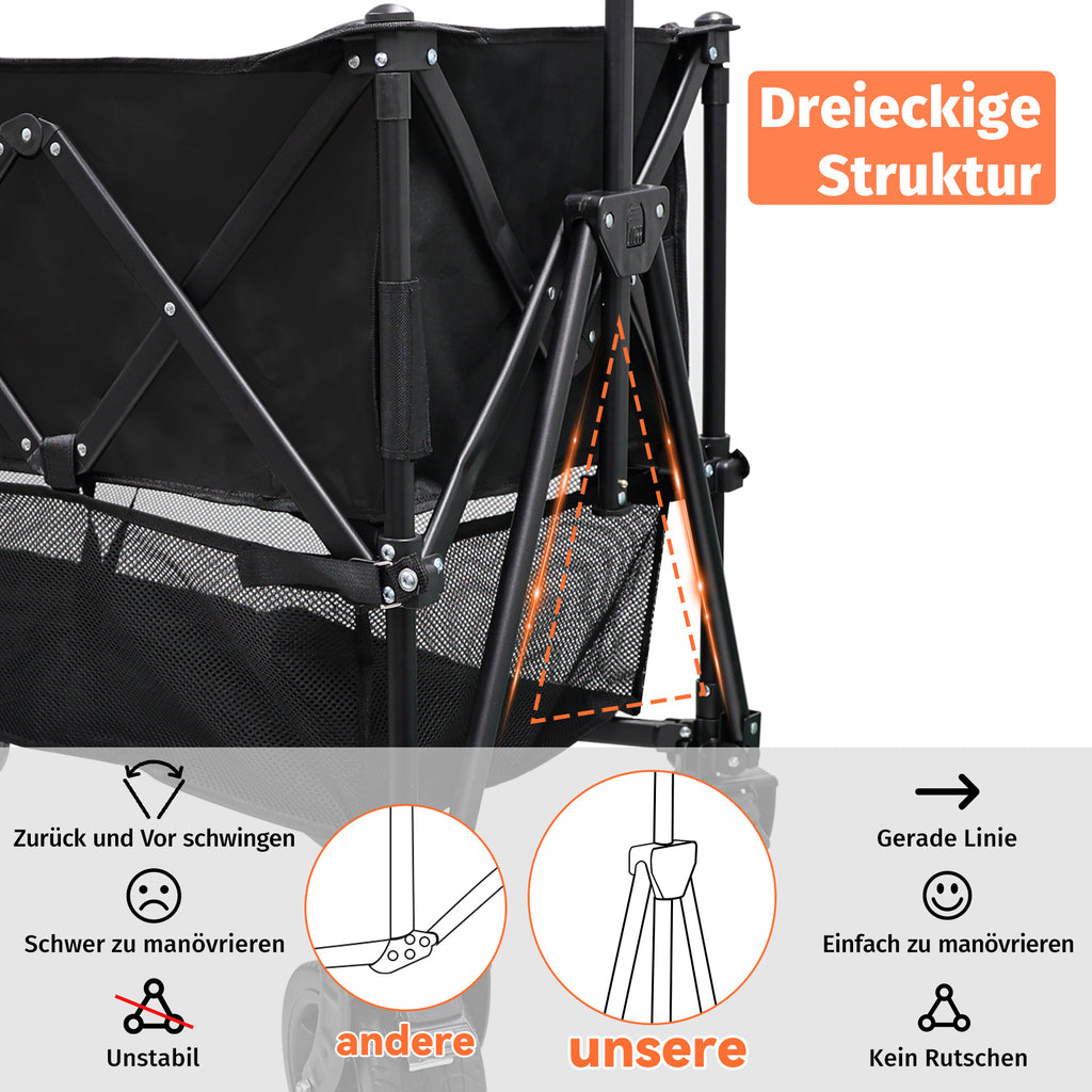 SANYCASA Doppeldecker-Klappwagen mit 700 l Fassungsvermögen, faltbar, 600lbs