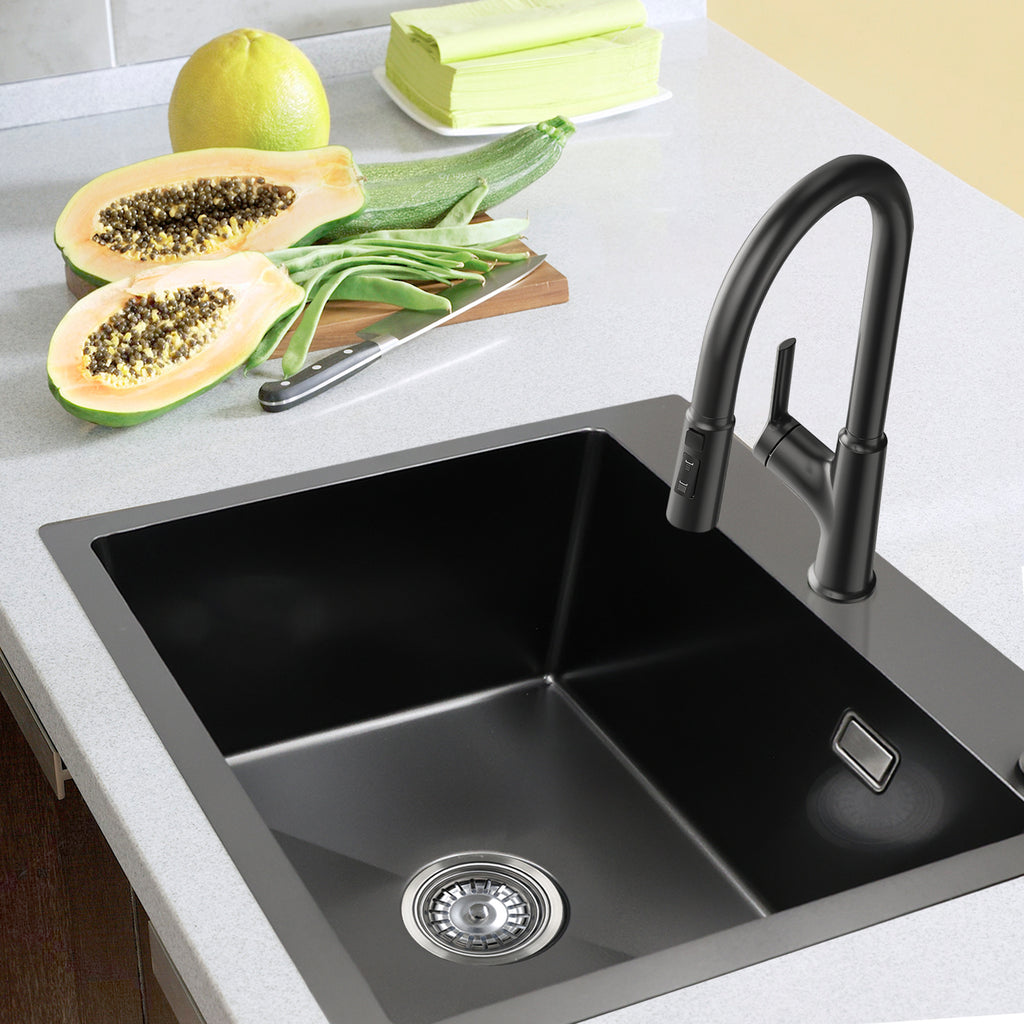 Edelstahlspülen mit Siphon und komfortabler Ablaufgarnitur mit Fernbedienung 50 x 45 cm