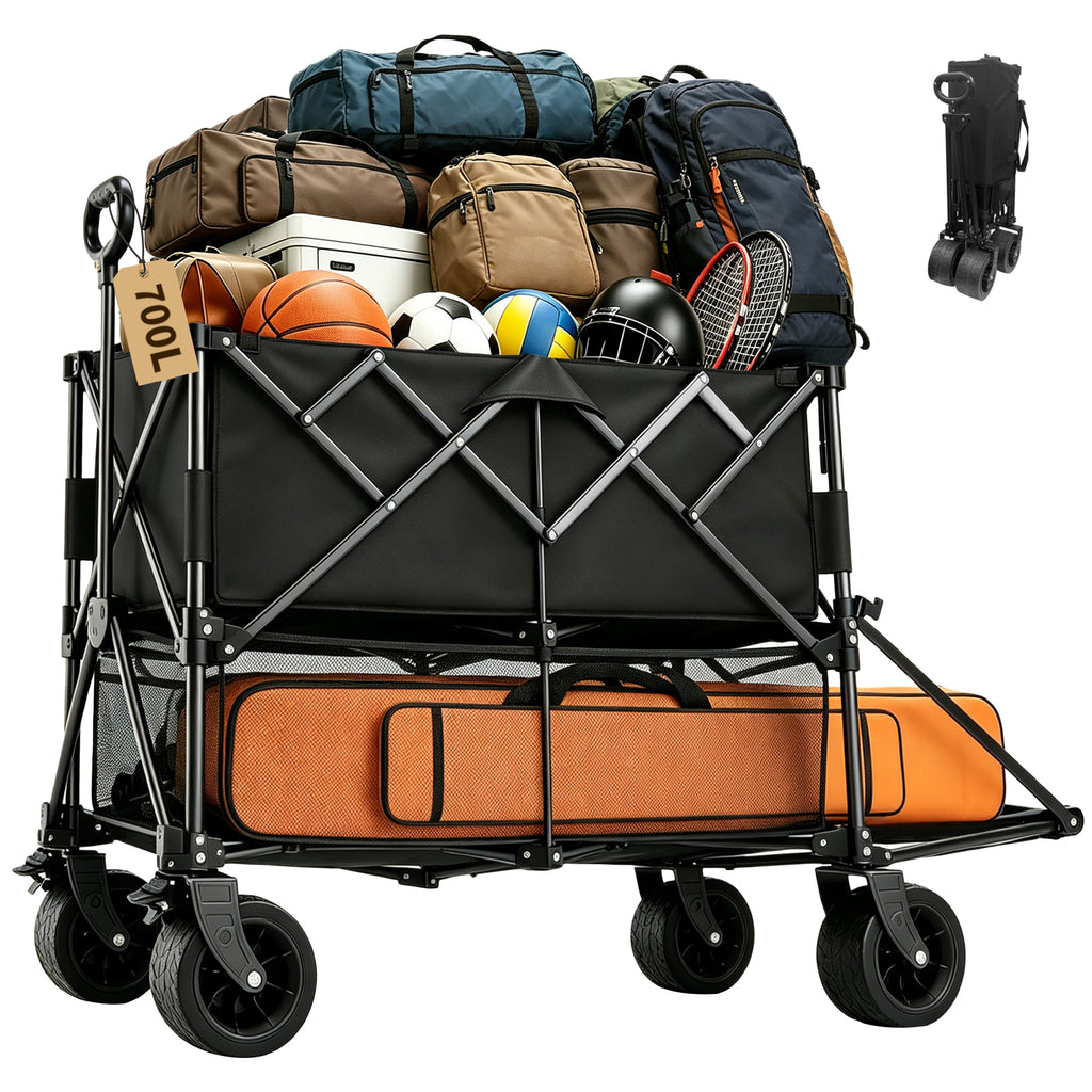 SANYCASA Doppeldecker-Klappwagen mit 700 l Fassungsvermögen, faltbar, 600lbs
