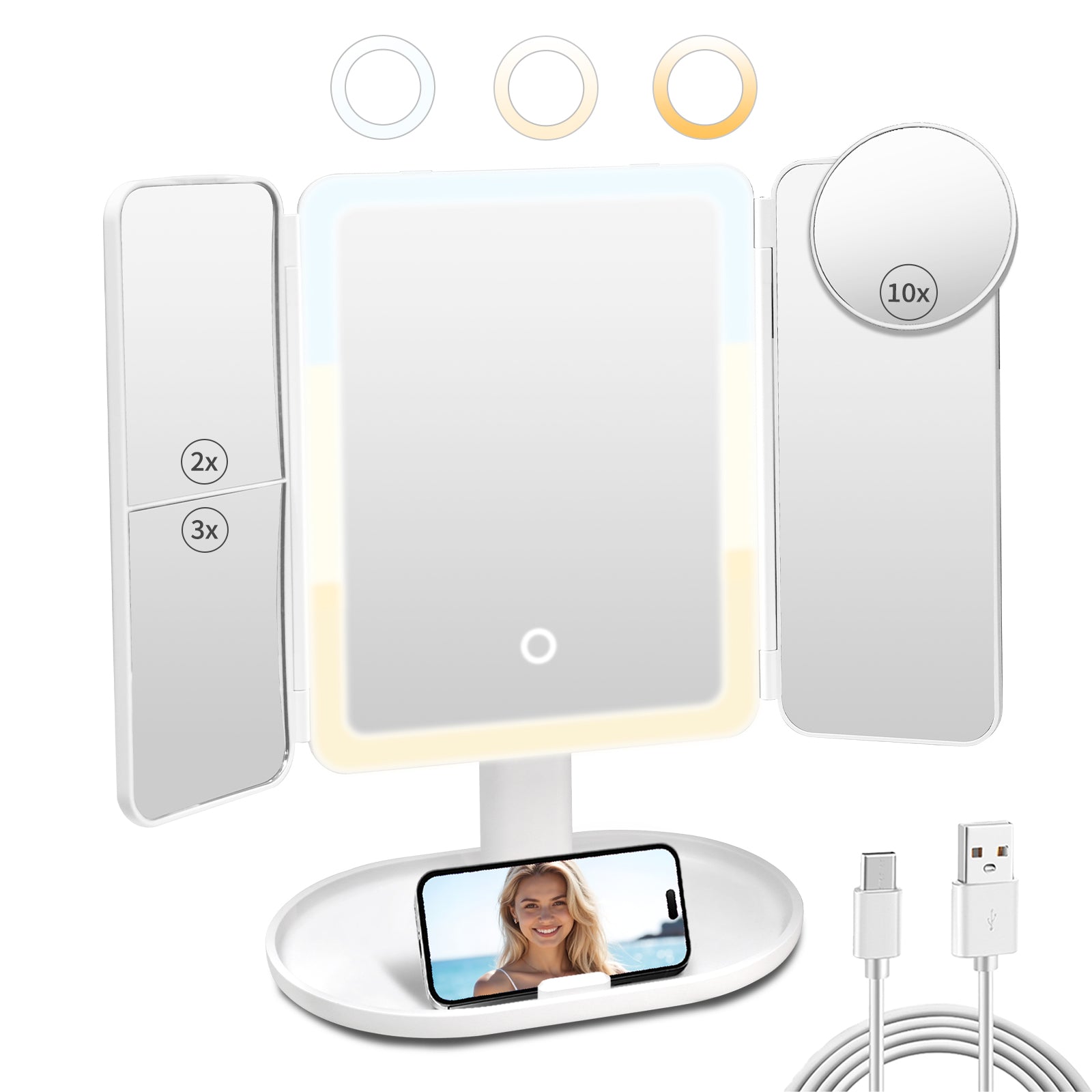 Vanity Mirror with Lights 2X/3X/10X Magnification