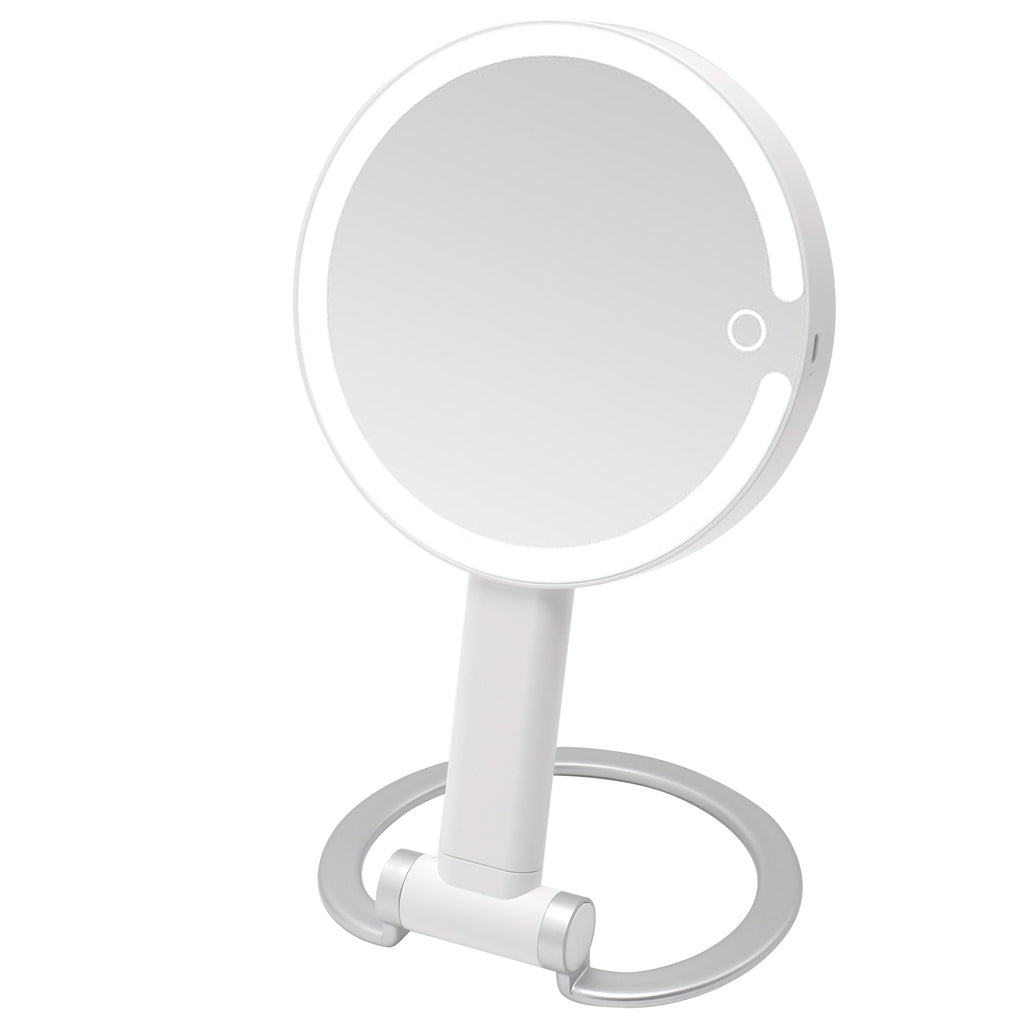 Espejo de maquillaje portátil de viaje con luces