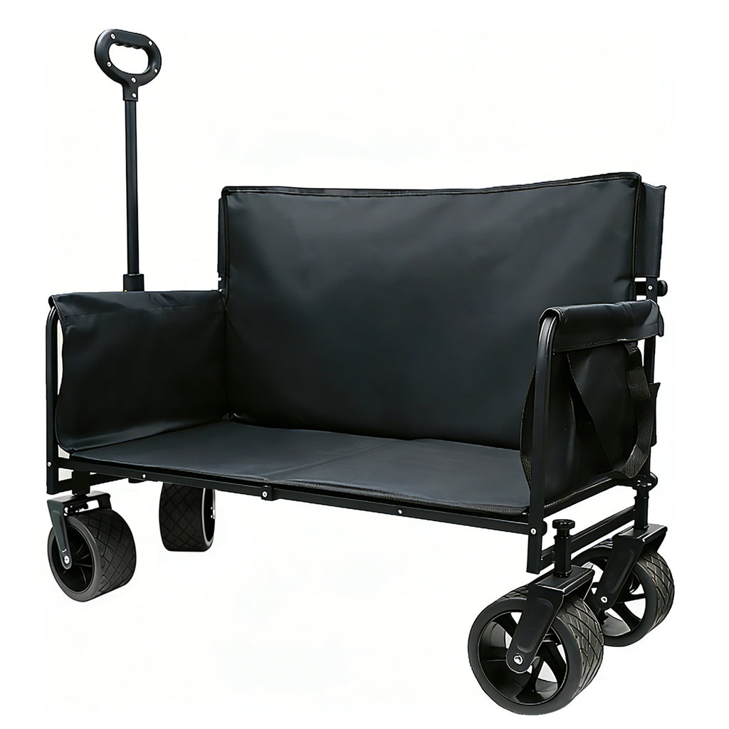 Folding Folding Trolley with Wheels, 200L Capacity, Folding Sports Cart, 440 lbs Load Capacity, Large 3-in-1 Shopping Cart for Sand, Beach, Camping and Fishing